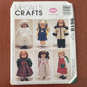 McCall's 9618 Crafts Sewing Pattern 18" Doll Clothes - NEW, Uncut Sewing Pattern